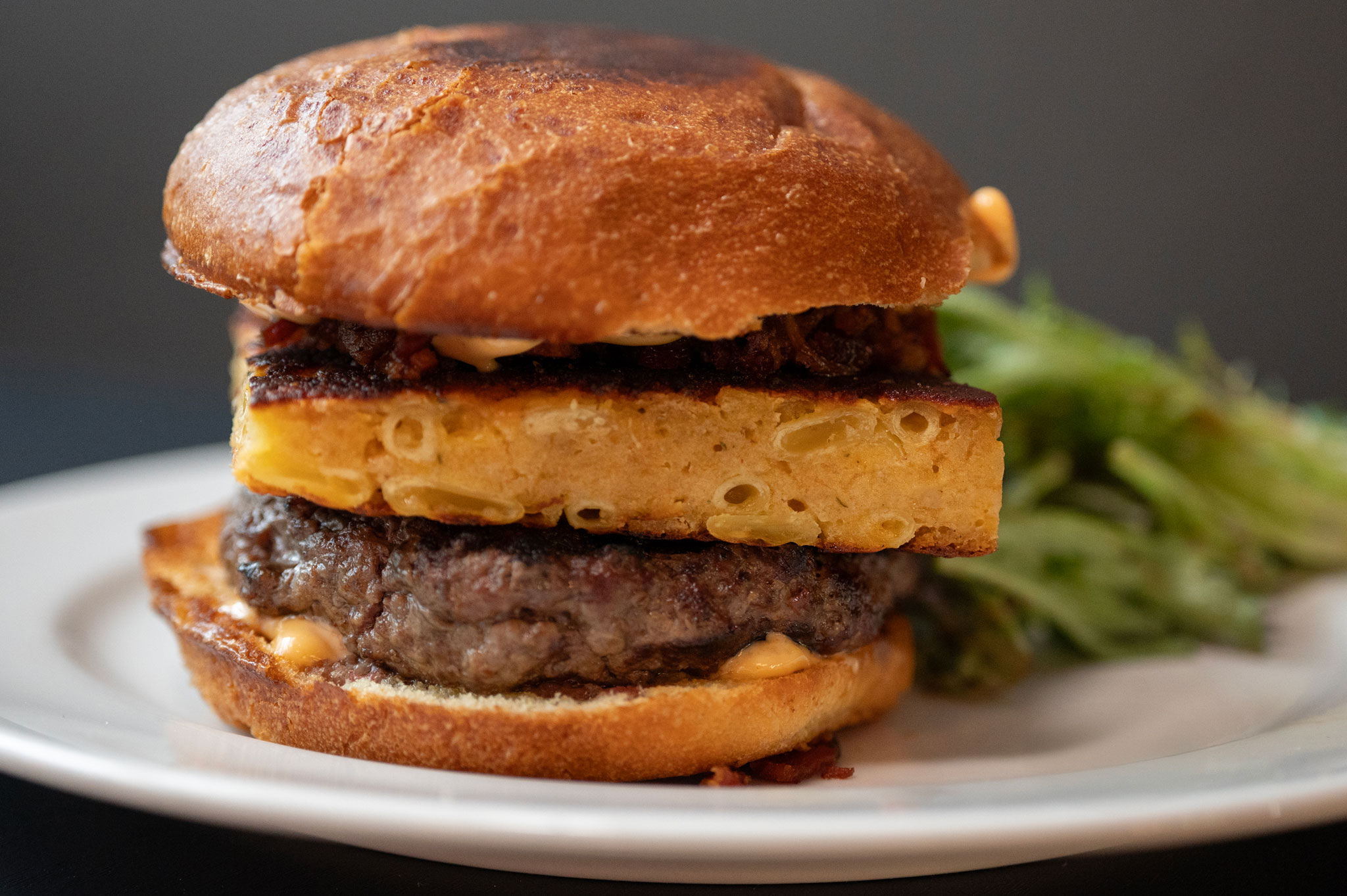 Best Burgers in Seattle Barrel and Bacon Truffle Mac N Cheese Burger